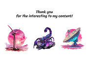 Neon Purple Space Clipart Set, a Technology Illustration by InkyQueenArt (Thumbnail 5 of 5)