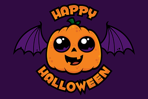 Happy Halloween Pumpkin with Wings