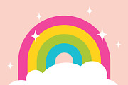 Cute Rainbow With Cloud And Sparkle, a Decorative Illustration by Black White Mouse Design (Thumbnail 3 of 6)