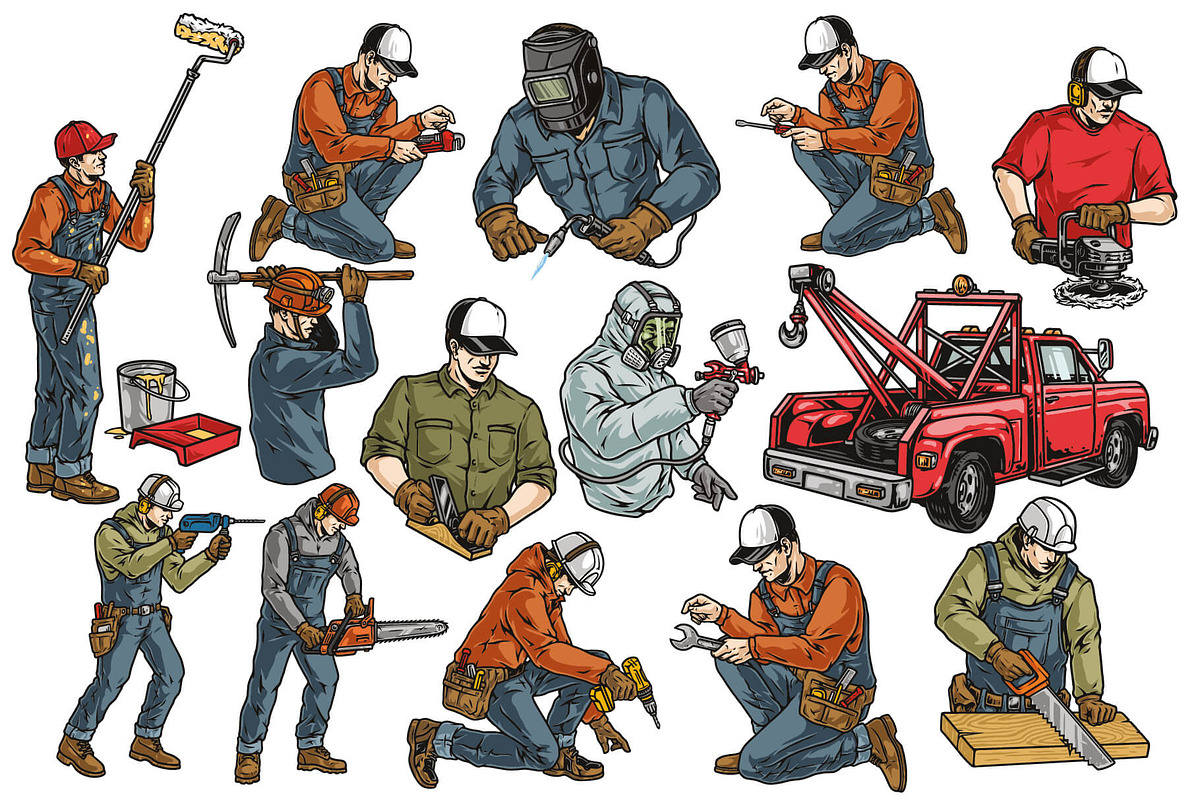 Handymen illustrations, a Branding & Logo Template by DGIM studio (Photo 2 of 6)
