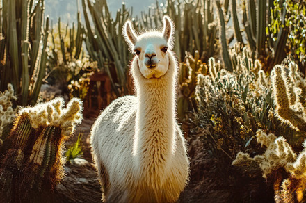 Playful Llama in Vibrant Desert, an Animal Photo by Virgo Studio