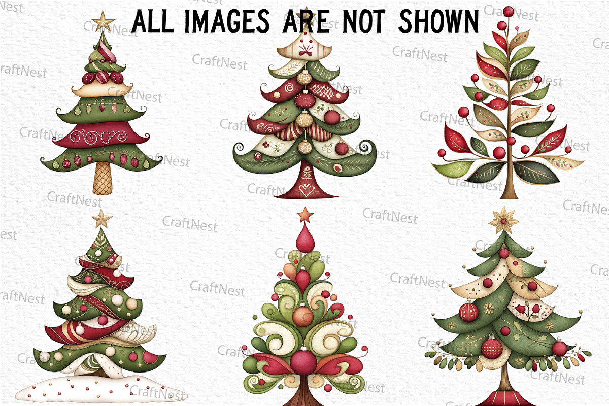 Whimsy Christmas Tree Clipart, an Illustration by Craft Nest (Photo 4 of 6)