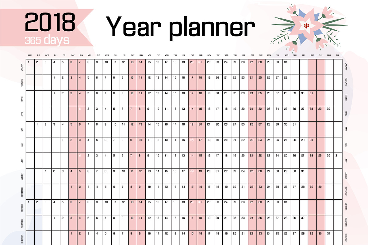 2018 YEAR WALL PLANNER + bonus!, a Stationery Template by Kseniia Kuznetsova (Photo 3 of 4)