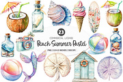 Beach Summer Pastel Clipart PNG, an Illustration by SinaCreation (Thumbnail 1 of 5)