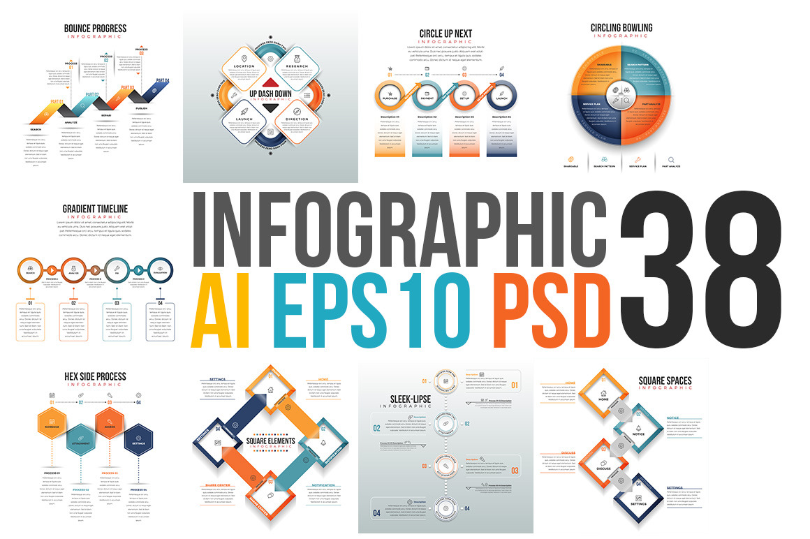 Infographic Set 38, a Templates & Theme by h.utomo | Creative Market