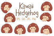 Kawaii Hedgehog Set Illustrations, an Animal Illustration by ArtVarStudio (Thumbnail 1 of 4)
