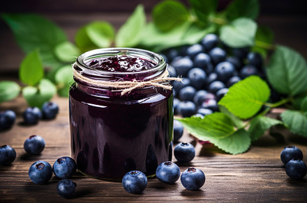 Rustic Blueberry Jam in Vintage Glass Jar, a Food & Drink Photo by Iconogenic
