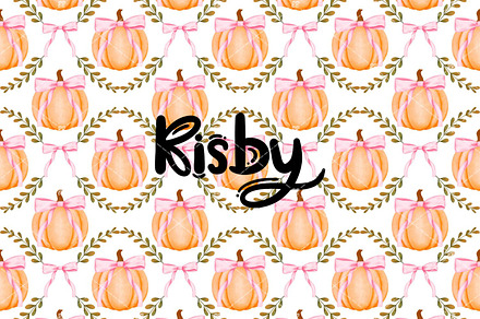 Pumpkin Pink Coquette Ribbon Pattern, a Pattern Graphic by KisbyArt