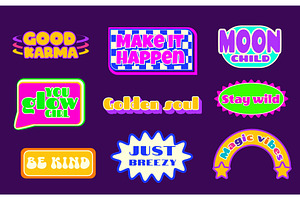 Retro y2k sticker set with uplifting, an Object Illustration by art PVP - market