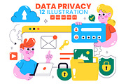 12 Data Privacy Illustration, a Technology Illustration by denayunebgt (Thumbnail 1 of 4)