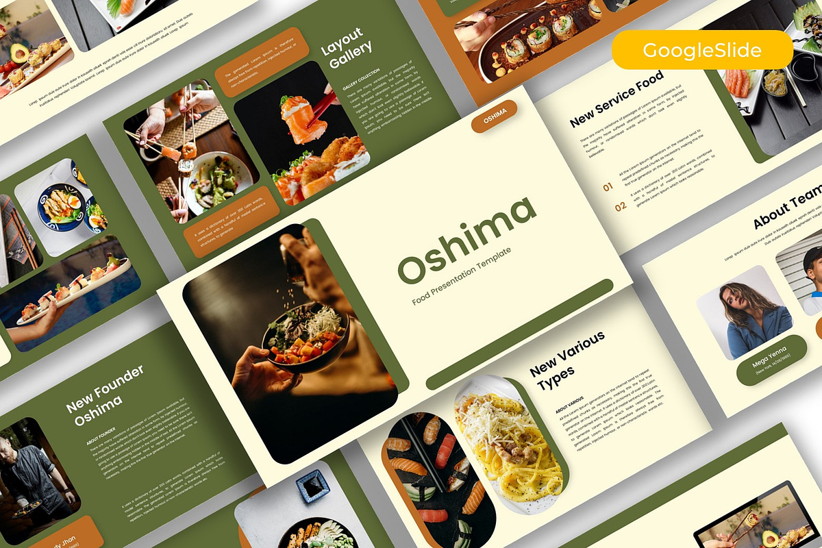 Oshima– Food Google Slide Template, a Presentation Template by kreatifreya (Photo 1 of 4)
