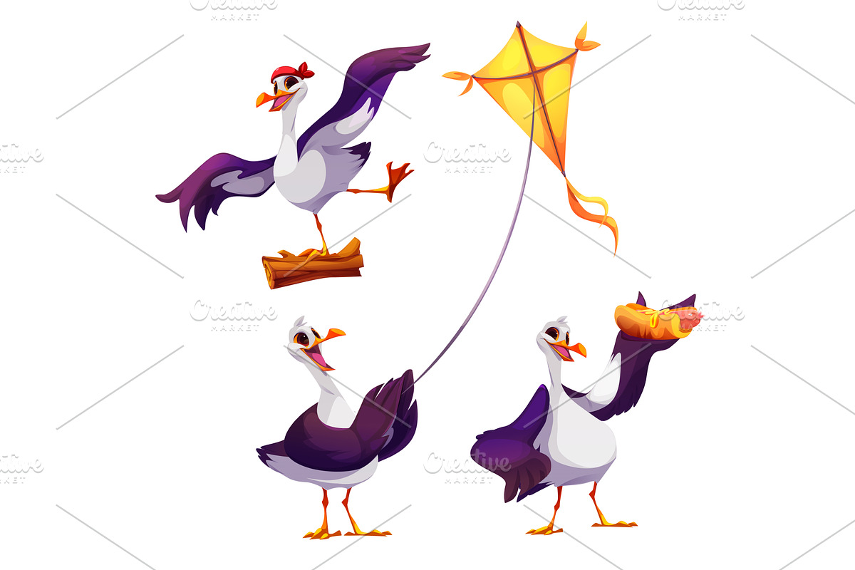 Cartoon seagull character, an Animal Illustration by art PVP - market