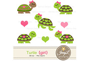 Turtle Girl Digital Paper & clipart, a Pattern Graphic by JennyL Designs (Thumbnail 2 of 6)