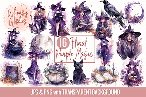 Purple Magic Halloween Witch