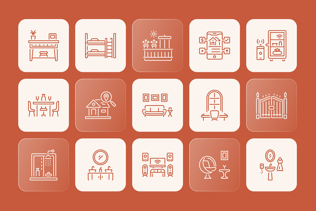 Housing and Interior Icons Set, an Outline Icon by Prosymbols (Photo 5 of 7)