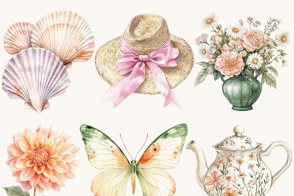 Watercolor Peach Summer Planner, a Seasonal Illustration by Design Scotch (Photo 3 of 8)