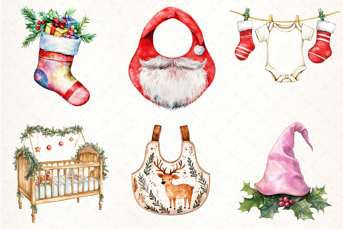 Baby's 1st Christmas Clipart, an Illustration by Pixels.Craft (Photo 2 of 7)