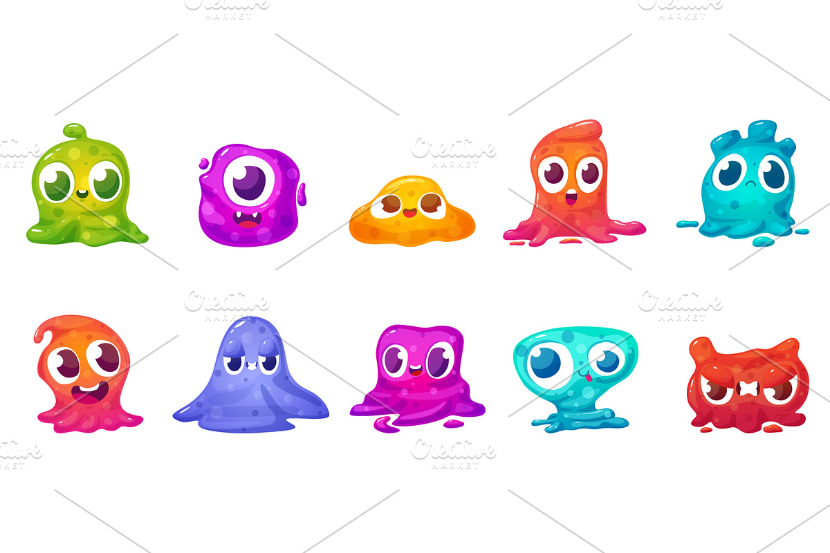 Slimy aliens. Funny jelly style, an Illustration by LadadikArt