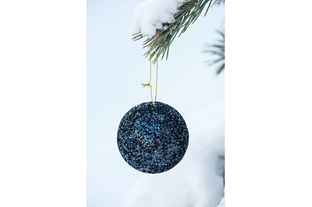 Hanging blue glitter Christmas ball, a Holiday Photo by Beautiful things