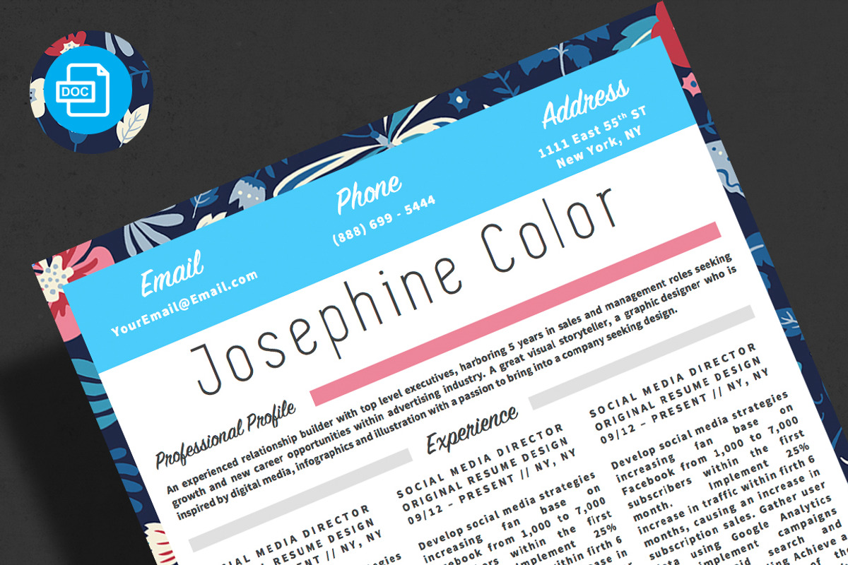 Beautiful Resume CV Template MS Word, a Resume Template by Stand Out Shop (Photo 1 of 5)