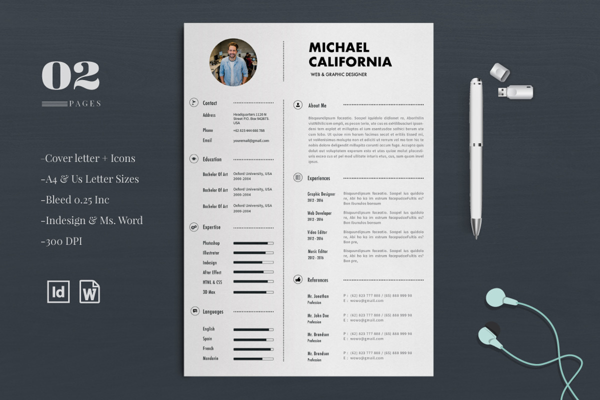 Resume/CV, a Resume Template by Atakana (Photo 1 of 3)