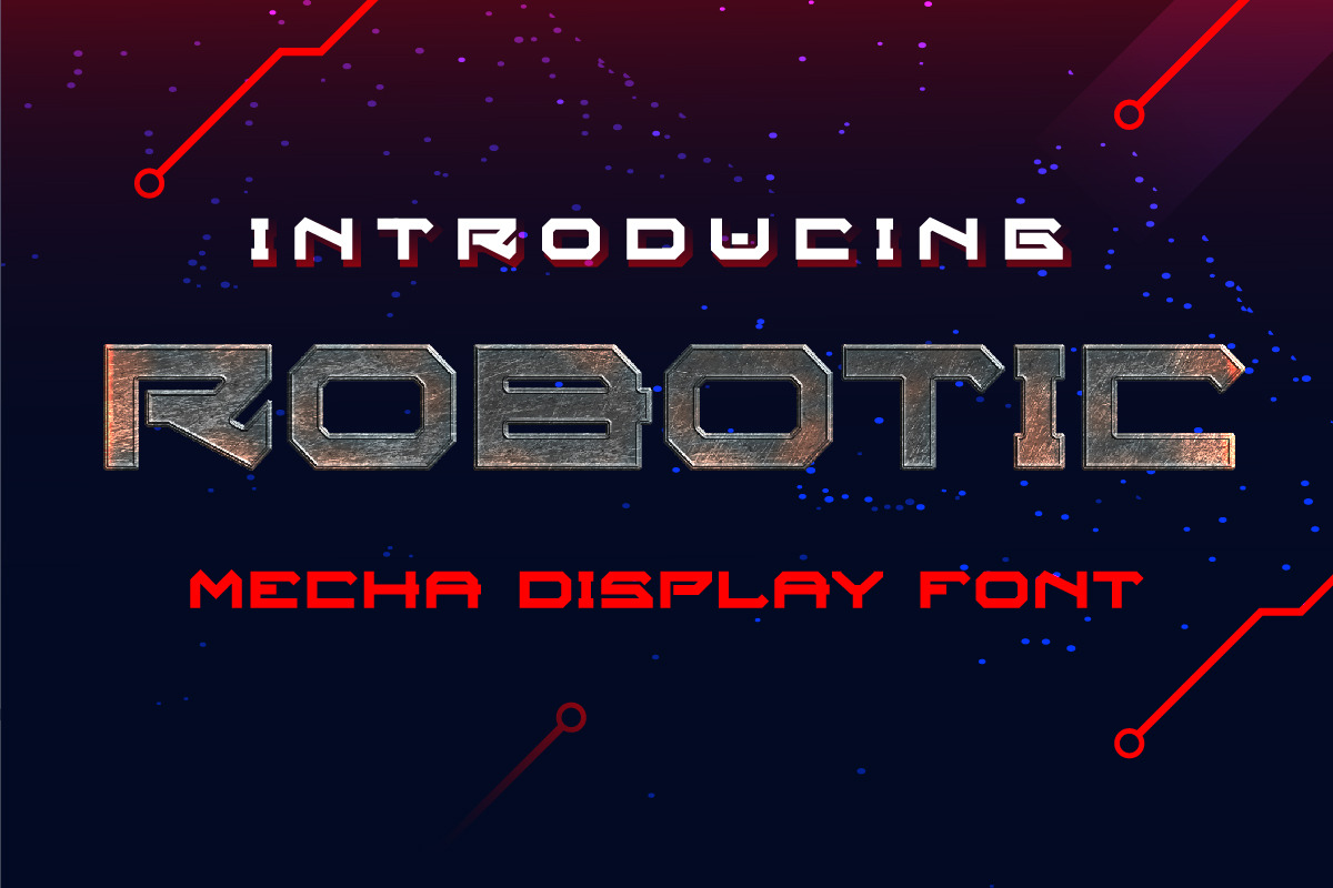 Robotic Mecha Display Font, a Font by IHDSTD (Photo 1 of 4)