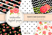 Romantic flowers digital paper black, a Pattern Graphic by Autumn Breeze (Thumbnail 3 of 3)