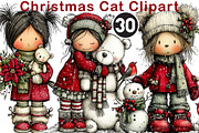 Cute Christmas Bear Girl Clipart, a Seasonal Illustration by Black Bird Studio (Thumbnail 1 of 7)