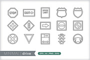 Minimal drive icons, an Outline Icon by Picture Window (Thumbnail 1 of 5)