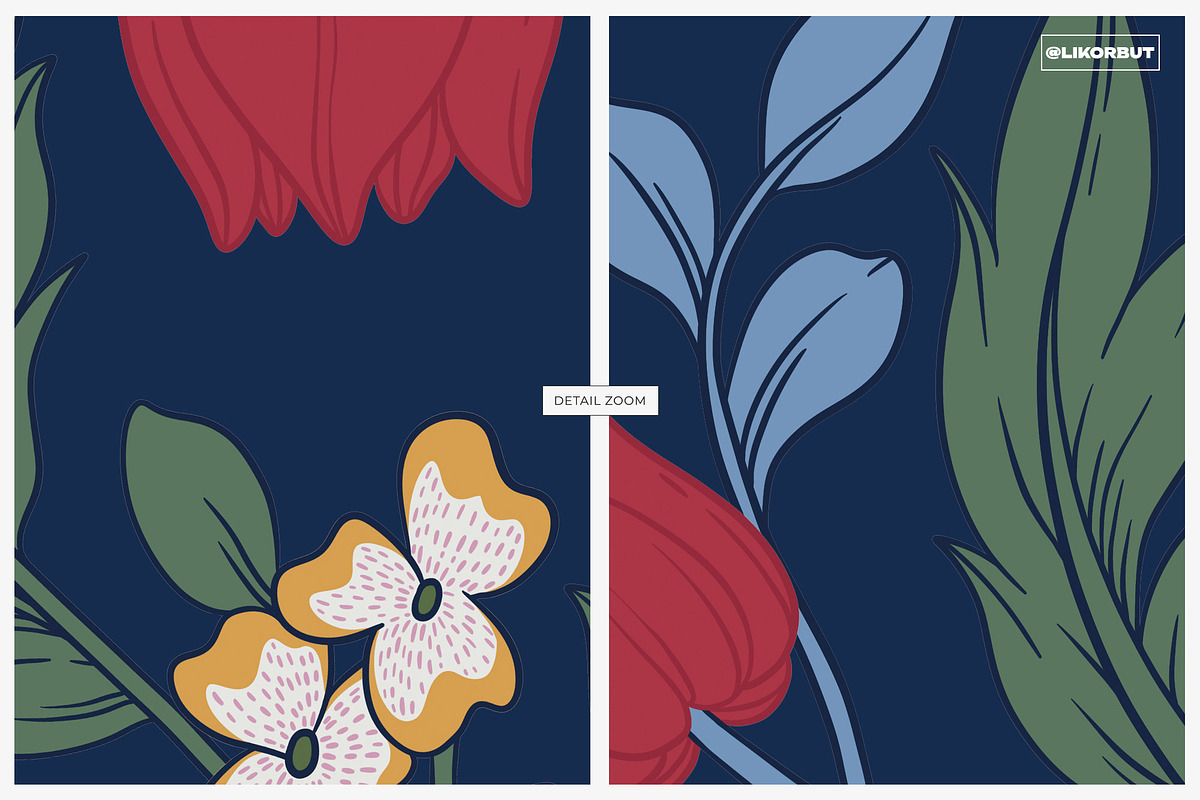 Elegant Botanical Floral Pattern, a Pattern Graphic by likorbut (Photo 5 of 11)