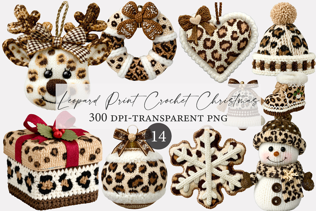Leopard Print Crochet Christmas PNG, an Illustration by Designworld (Photo 1 of 4)