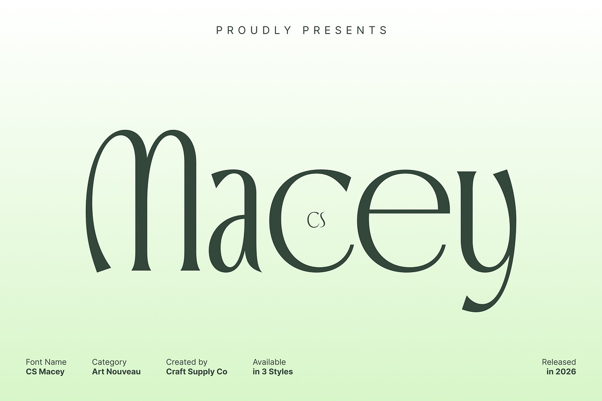 CS Macey – Art Nouveau Font, a Serif Font by Craft Supply Co. (Photo 1 of 8)