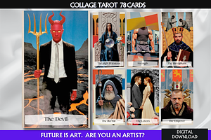 Collage Tarot Cards Deck, a Decorative Illustration by Mugio
