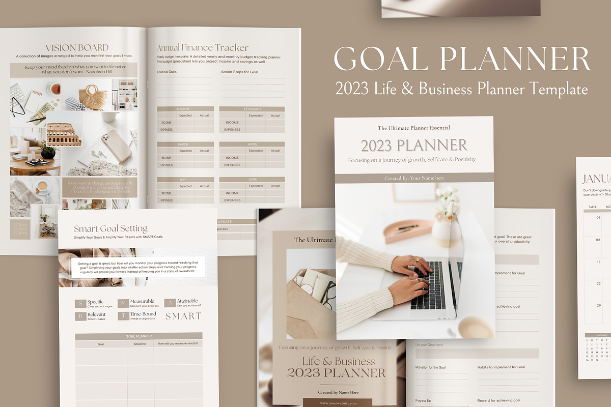 Goal Planner Workbook, Vision board, a Brochure Template by Design Lush Studio (Photo 1 of 7)