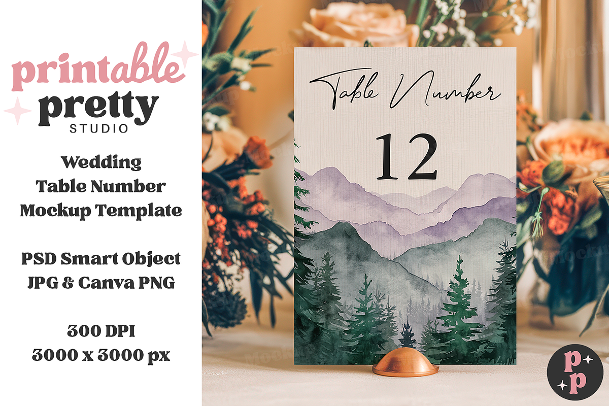 Rustic Floral Table Number Mockup, a Product Mockup by Printable Pretty Studio (Photo 6 of 10)