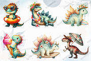 Summer Dinosaur Watercolor Clipart, a Graphic by designcity5 (Thumbnail 2 of 5)