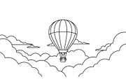 Hot Air Balloon Cloud Line Art bundl, an Illustration by Designer_Momina (Thumbnail 9 of 51)