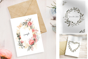 Watercolor Floral Cross, Wreath Set