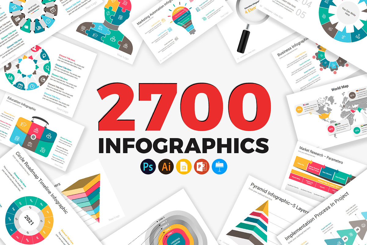 2700 Infographics Templates, a Presentation Template by SlideOne (Photo 1 of 35)