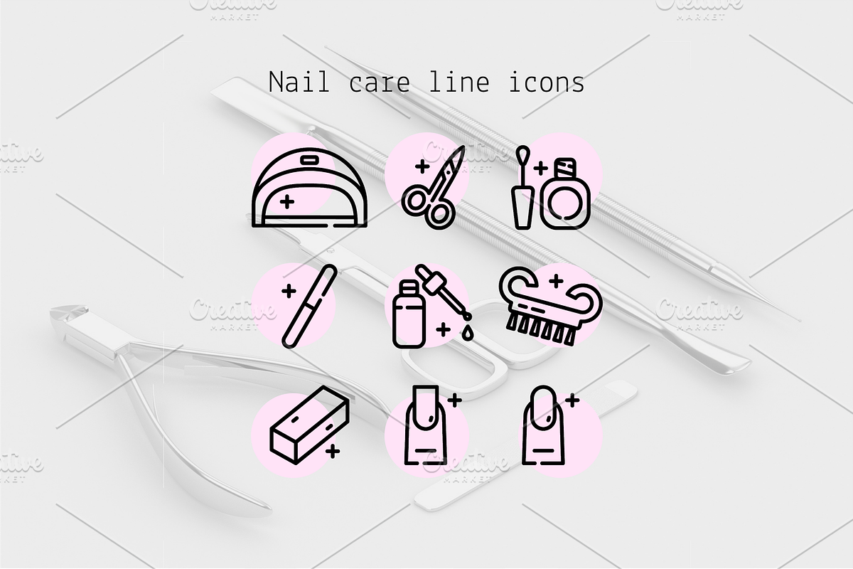 Nail care line icons, an Outline Icon by Lyolya Profitrolya (Photo 1 of 2)