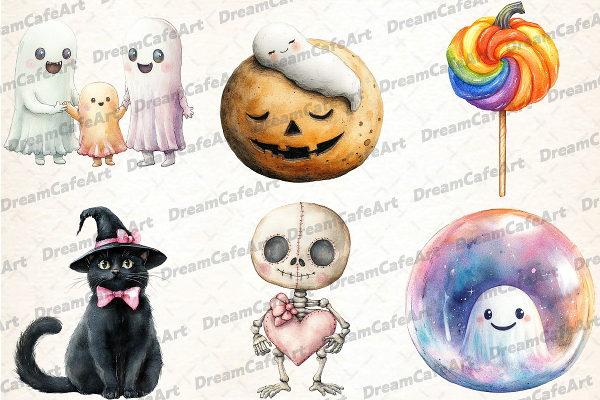 Hand Drawn Cute Halloween Clipart Bu, an Illustration by DreamCafeArt (Photo 3 of 7)