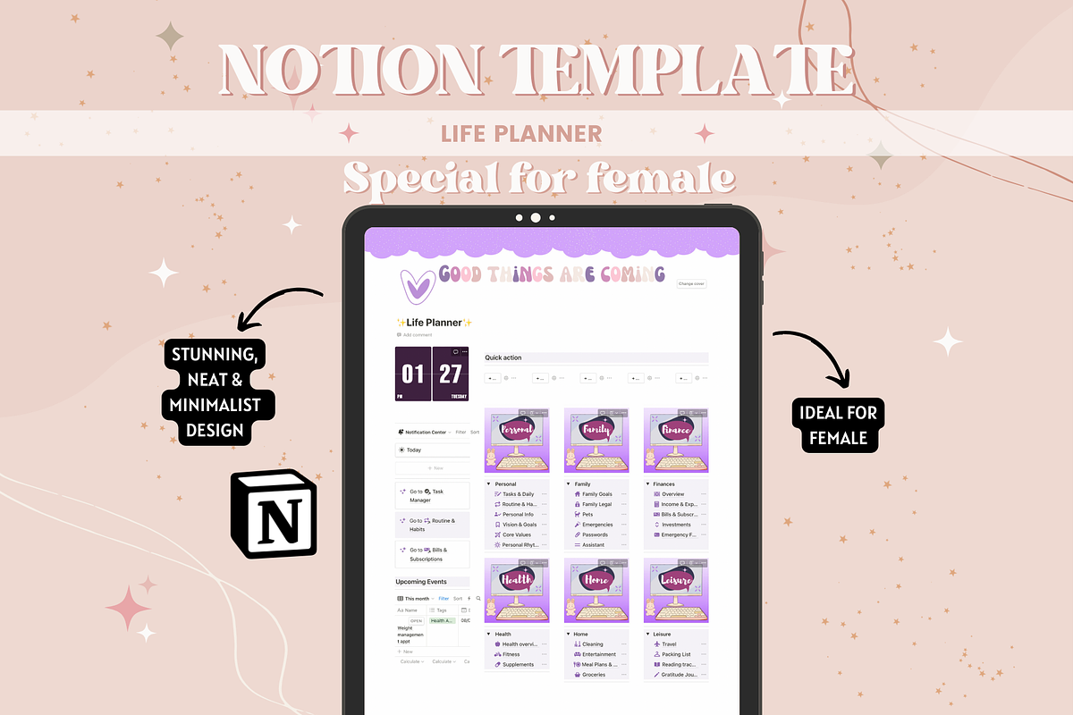 Life Planner Notion Template, a Templates & Theme by bellaROSEworkshop (Photo 10 of 10)