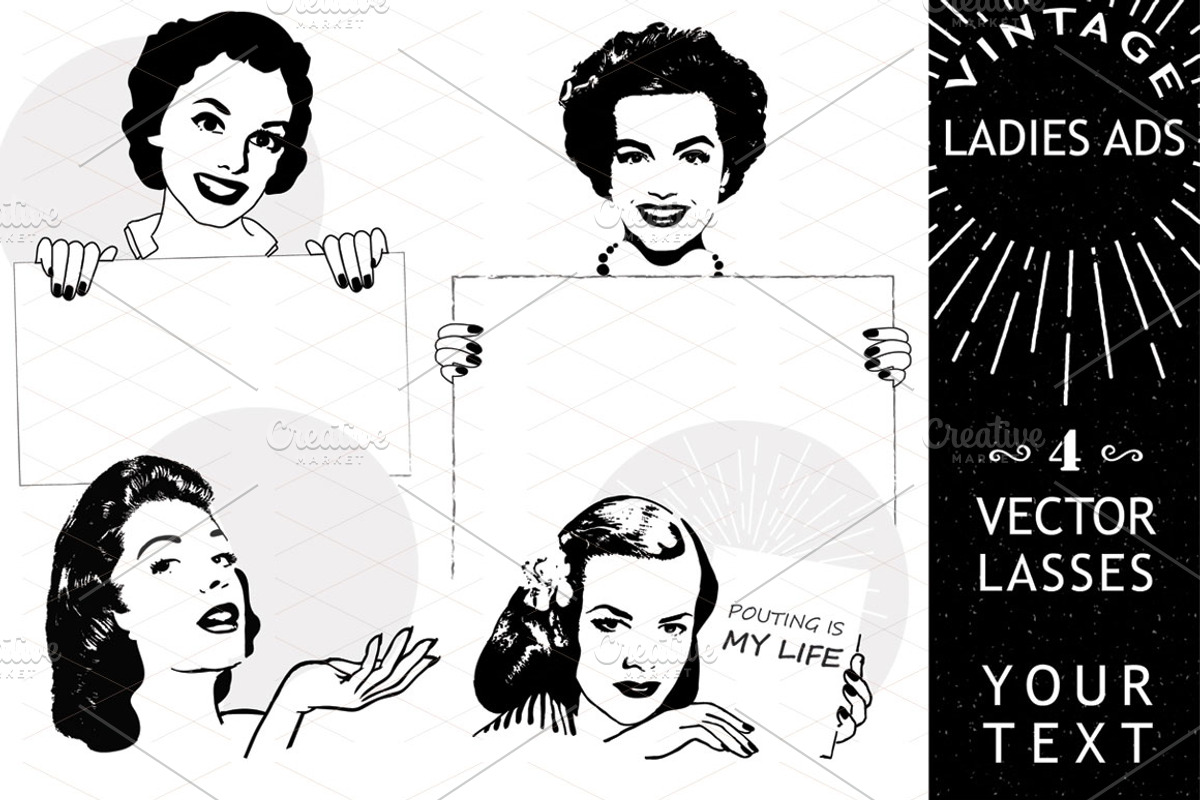 Vintage Retro Advert Women, an Illustration by EvaToth (Photo 1 of 2)