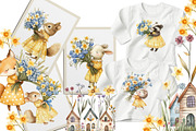 Spring woodland animal with bouquet, an Animal Illustration by Usis (Thumbnail 4 of 7)