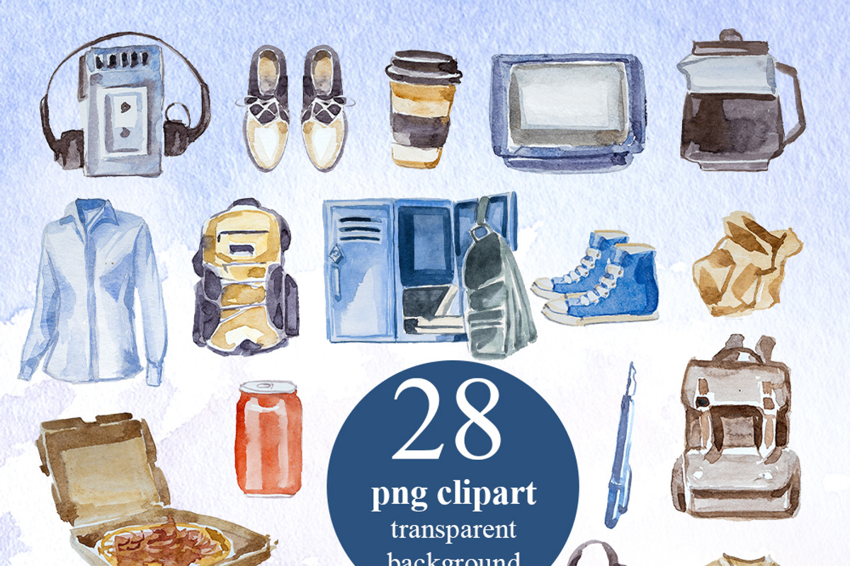 Smart Girl PNG Watercolor Clipart, a Seasonal Illustration by ArtCreationsDesign (Photo 3 of 5)