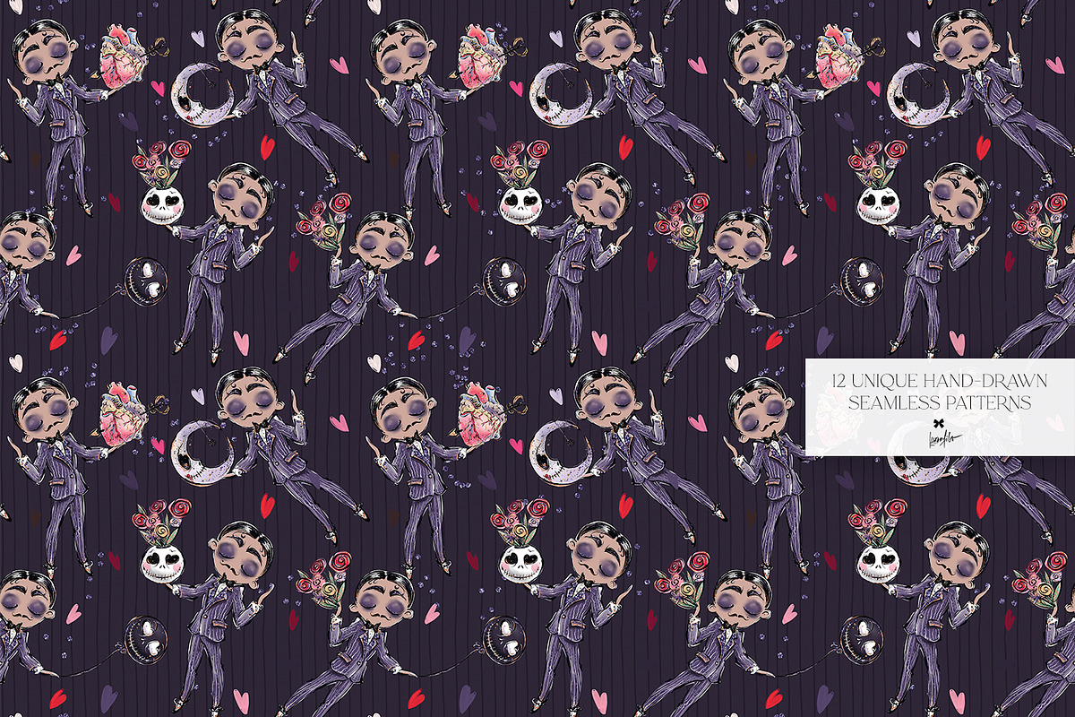 Funny Gothic Valentine Patterns, a Pattern Graphic by KaramfilaS (Photo 15 of 16)