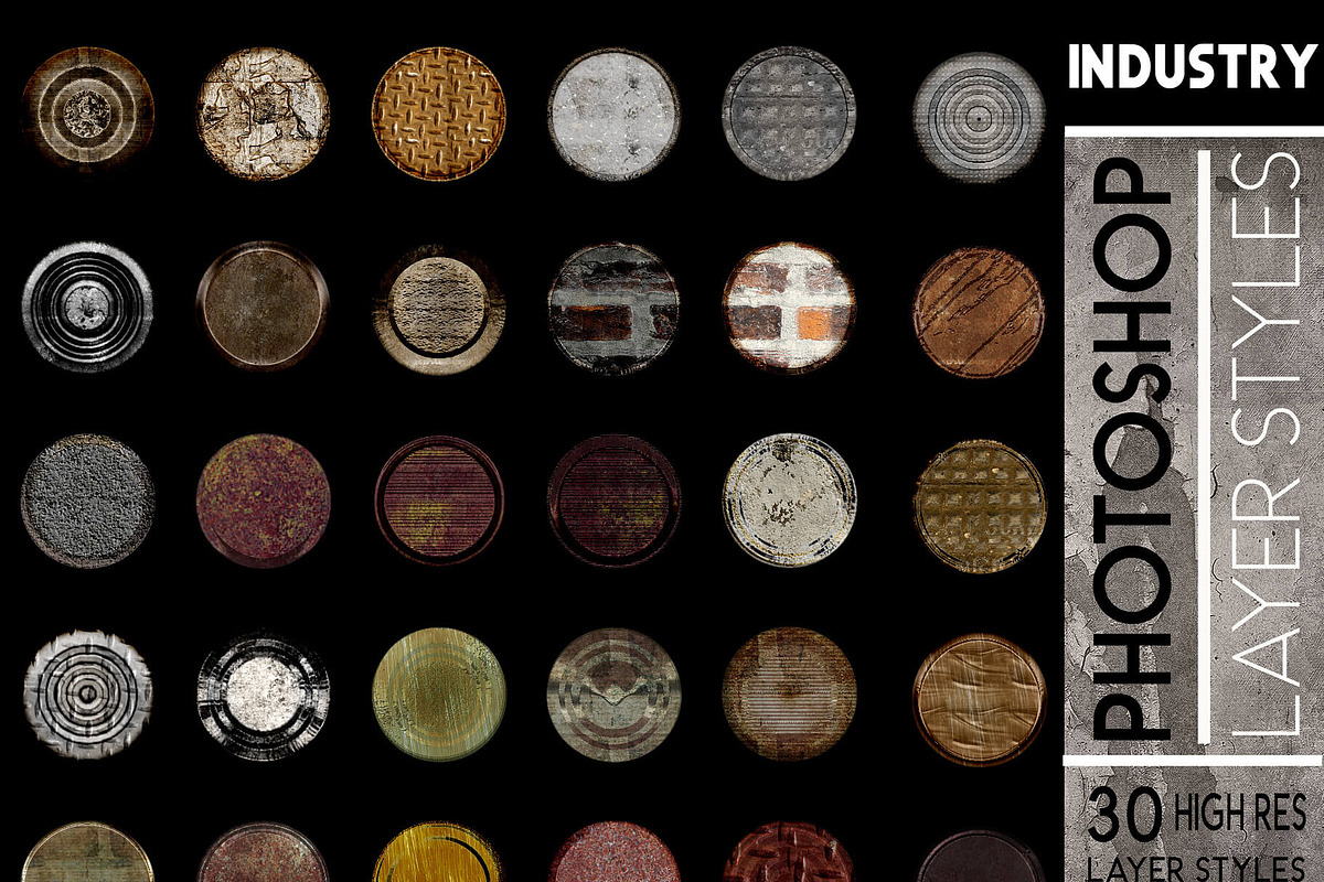 Industrial Grunge Rust Layer Styles, a Layer Style Add-On by Posh Papers & Patterns (Photo 2 of 8)