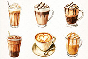 Watercolor Coffee Drinks Clipart, an Illustration by Watercolor design (Thumbnail 3 of 4)