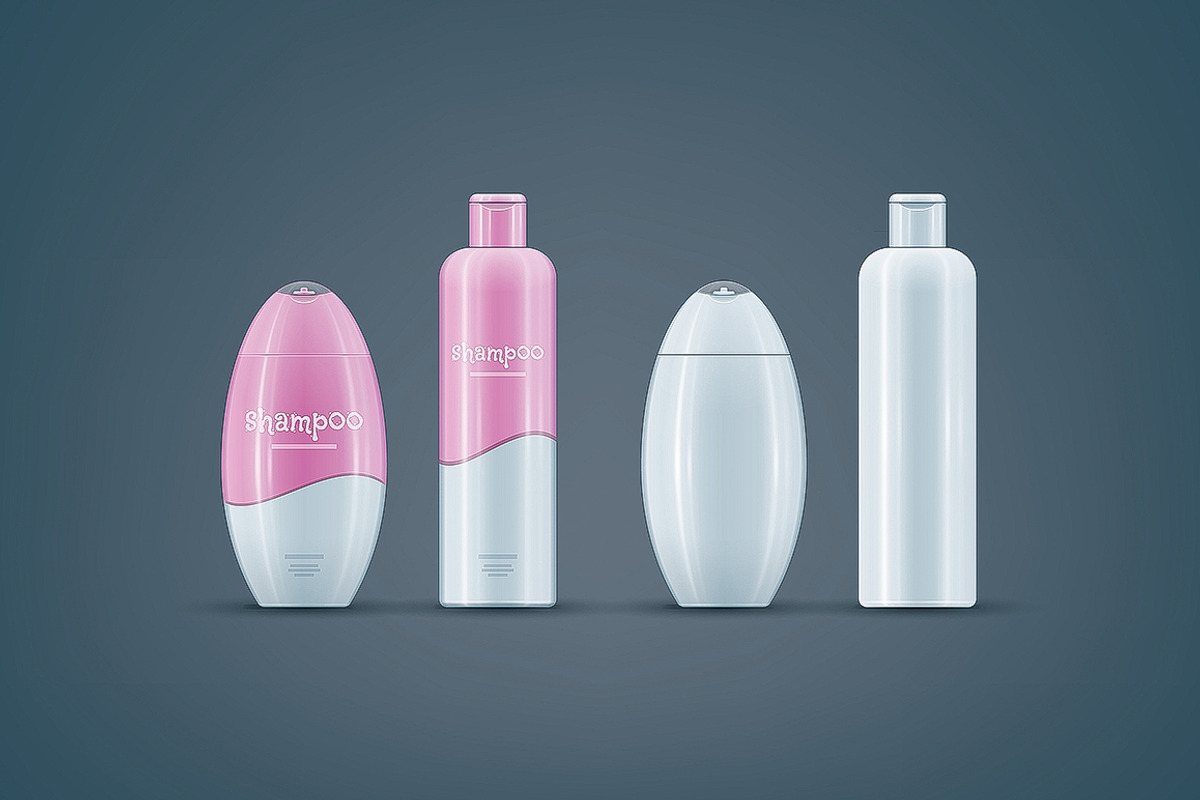 Shampoo bottles mock-up set, a Cups & Container Mockup by Vectorminator (Photo 1 of 2)