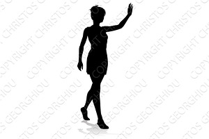 Woman Walking and Waving Silhouette, a Person Illustration by Christos Georghiou